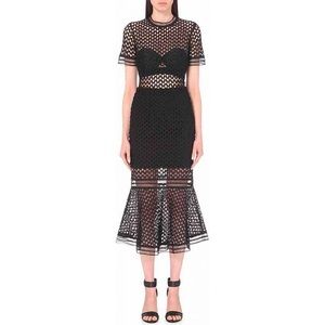 Self Portrait Arabesque Lace Flounced Dress